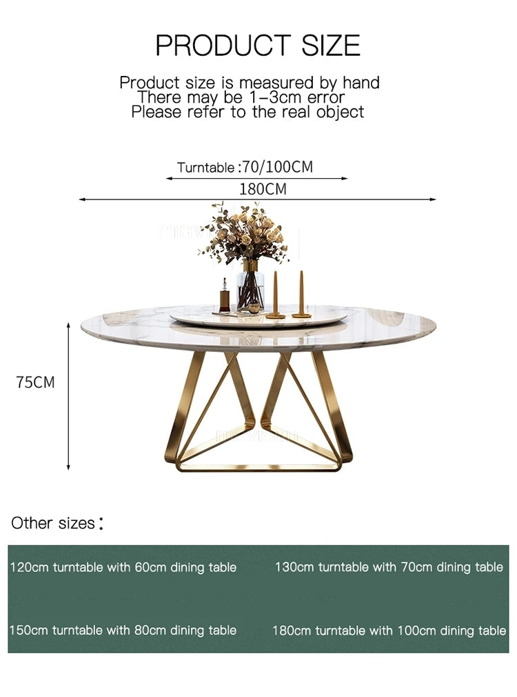 AURÉVA Golden Round Marble Dining Table with Turntable by PurelyhomeDeco