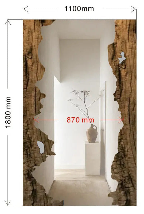 Wooden door design with measurements and specifications on a white background