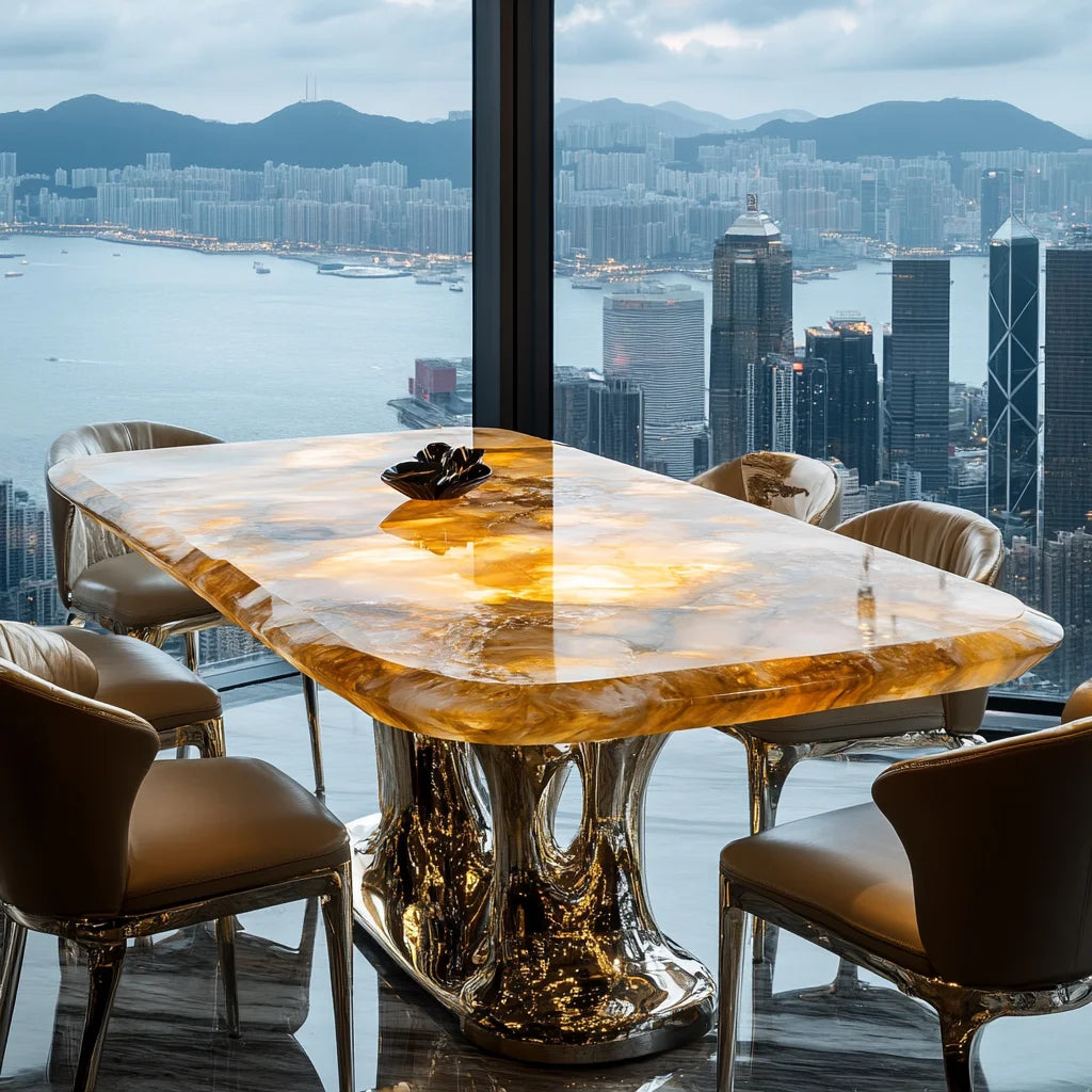 JADEVA™ Natural Jade Stone Dining Table by PurelyhomeDeco