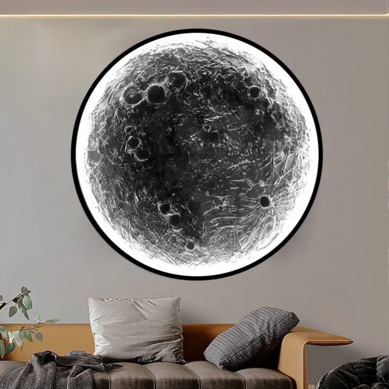 Modern Crater 3D Moon Wall Lamp – Luxury Round Relief LED Mural Light with 3-Color Lighting for Home Decoration by PurelyhomeDeco