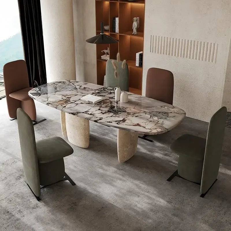 AURELIA SOLÉ™ Italian Minimalist Yellow Travertine Dining Table | Nordic Fusion Luxury by PurelyhomeDeco