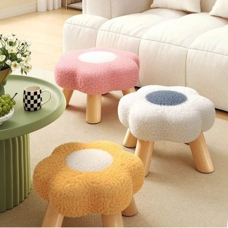 Small stool, household low stool, sofa stool, soft bag stool, living room coffee table stool, solid wood children's stool by PurelyhomeDeco