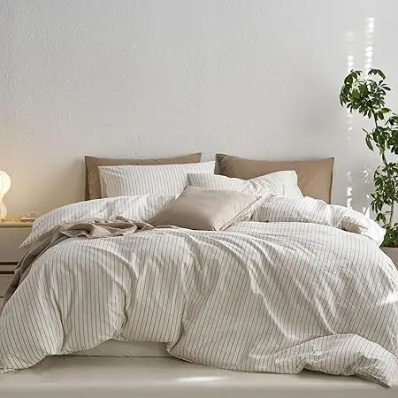Grand Lino Soft Cotton Duvet Cover Set – Natural Linen-Feel Luxury Series by PurelyhomeDeco