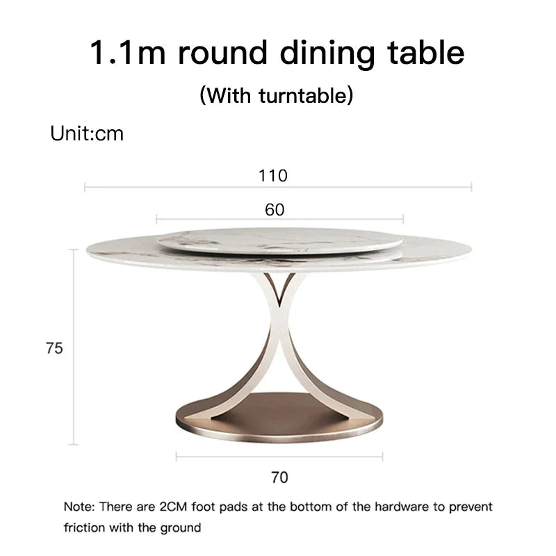 SILORA White Marble Round Dining Table with Turntable by PurelyhomeDeco