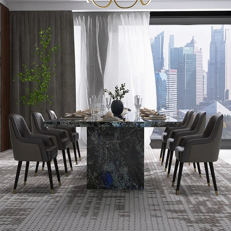 AZURÉA™ Blue Jadeite Marble Dining Set (10-Seater) by PurelyhomeDeco