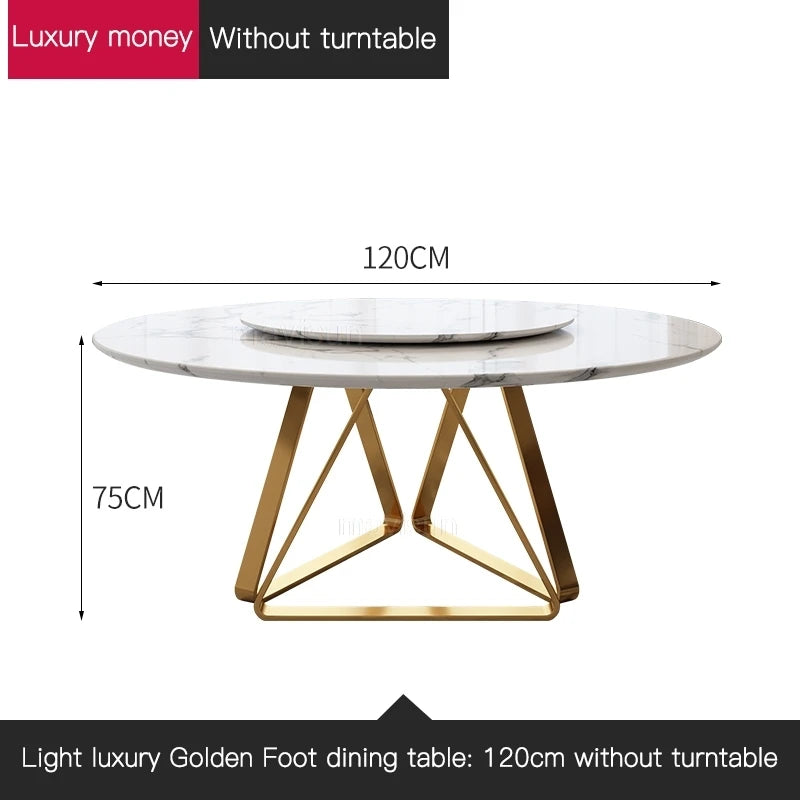 AURÉVA Golden Round Marble Dining Table with Turntable by PurelyhomeDeco