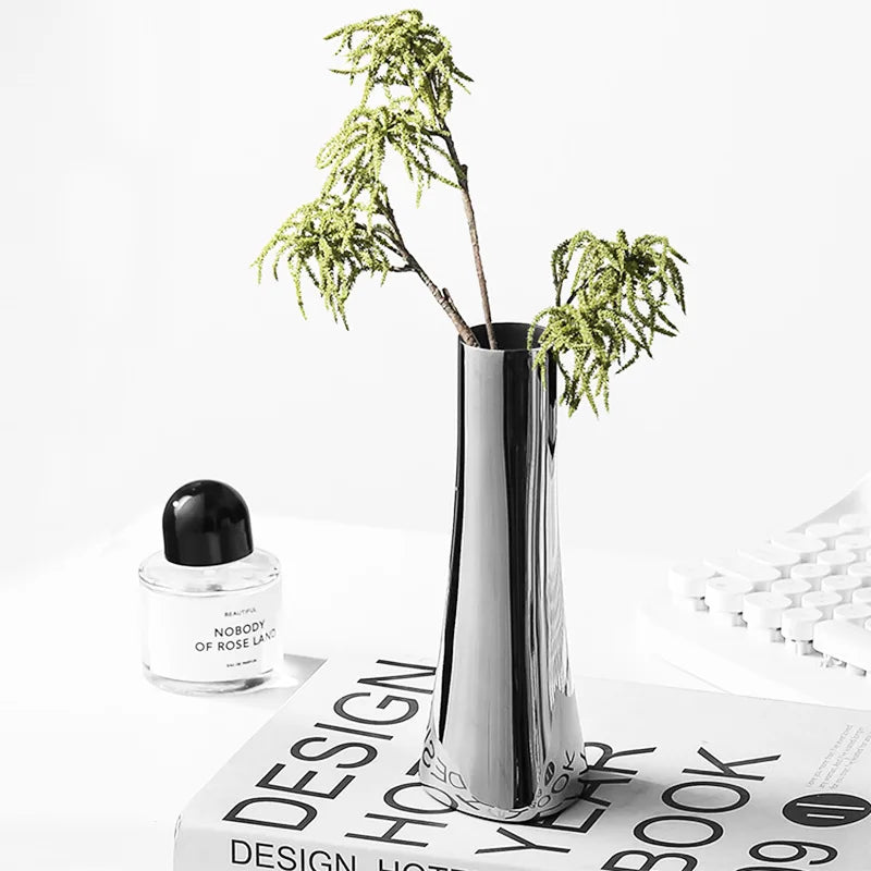 Silver Poise Vase by PurelyhomeDeco