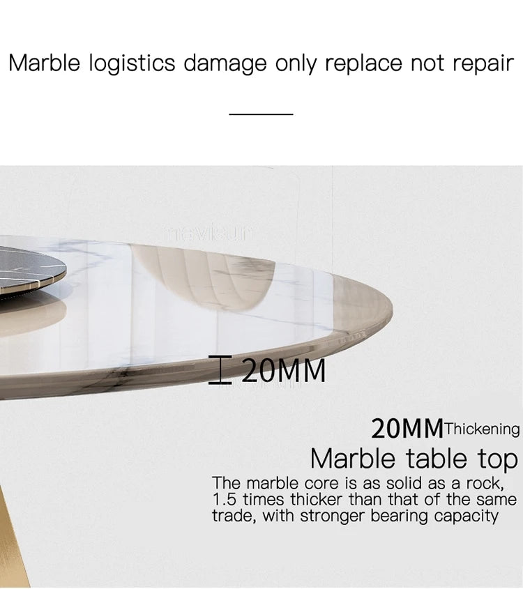 AURÉVA Golden Round Marble Dining Table with Turntable by PurelyhomeDeco