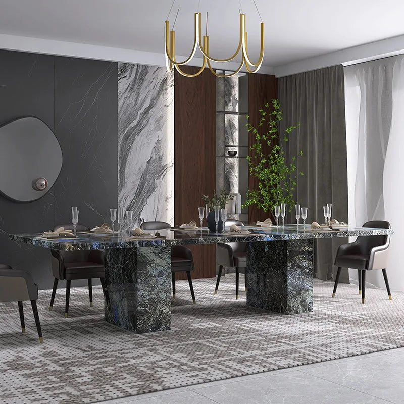 AZURÉA™ Blue Jadeite Marble Dining Set (10-Seater) by PurelyhomeDeco
