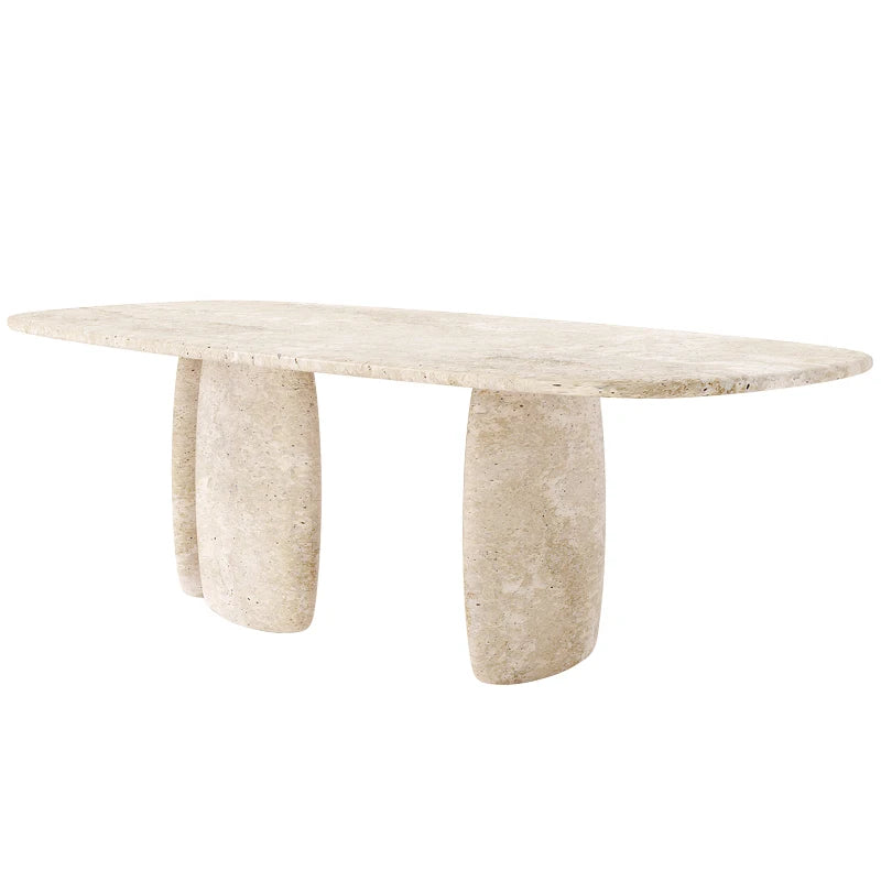 AURELIA SOLÉ™ Italian Minimalist Yellow Travertine Dining Table | Nordic Fusion Luxury by PurelyhomeDeco