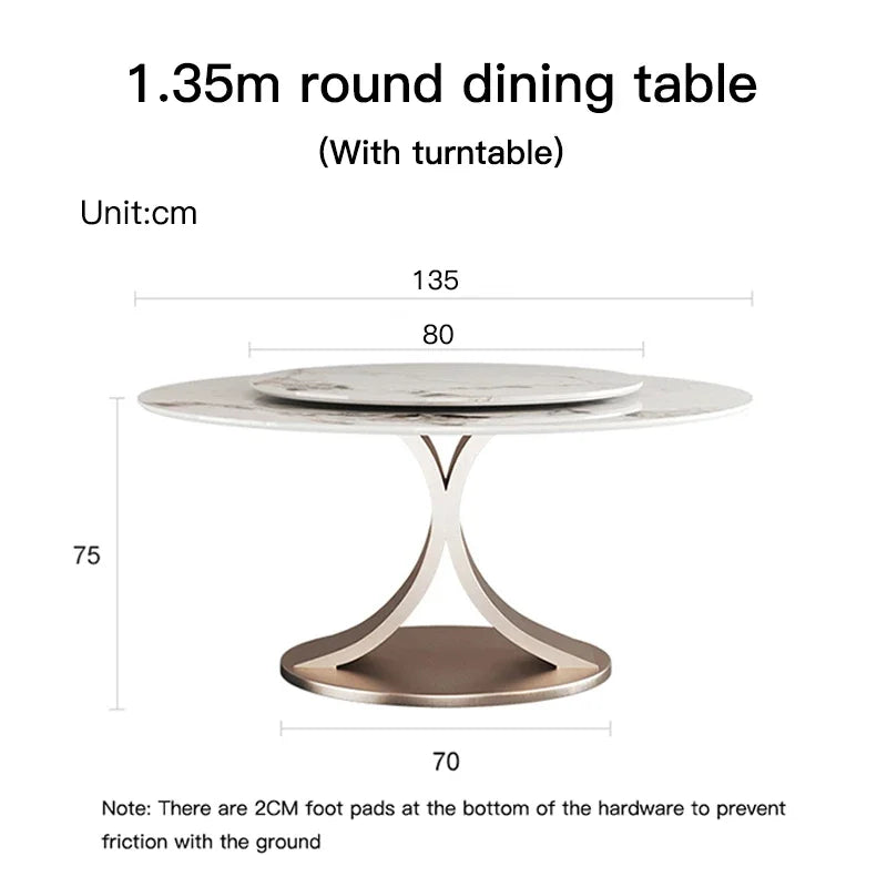 SILORA White Marble Round Dining Table with Turntable by PurelyhomeDeco