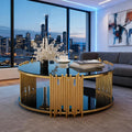 NOIR ÉCLIPSE™ 36" Round Black Glass Coffee Table by PurelyhomeDeco