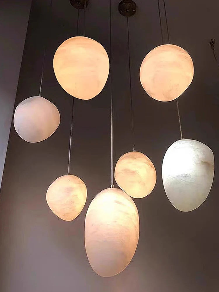 Siberia MarbleAura™ LED Chandelier – Luxury Natural Marble Hanging Light for Living Room & Modern Interiors by PurelyhomeDeco