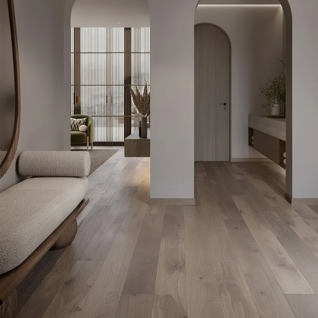 Modern interior design with a sofa, coffee table, and decorative elements.