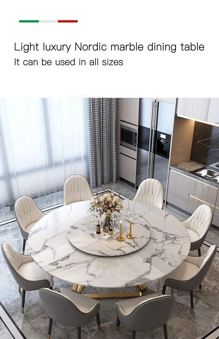 AURÉVA Golden Round Marble Dining Table with Turntable by PurelyhomeDeco