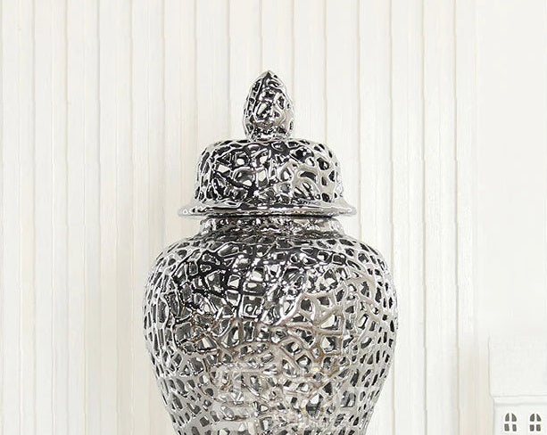 Échelon Gold – Ceramic Hollow Ginger Jar | Luxury Porcelain Home Decoration by PurelyhomeDeco