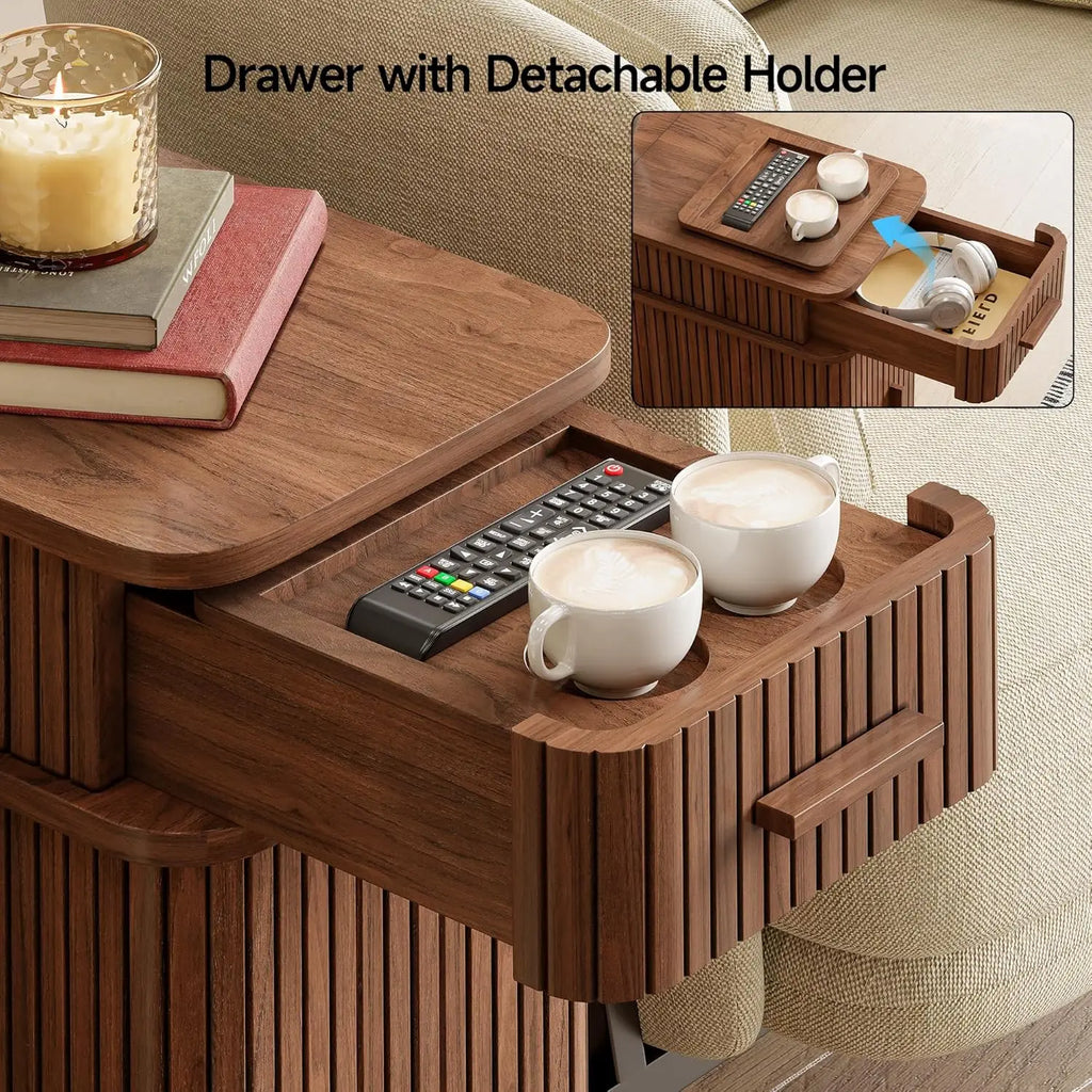 FLUTRA™ Fluted Smart End Table with Charging Station by PurelyhomeDeco