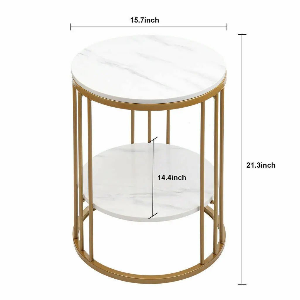 2-Tier White Marble Side Table