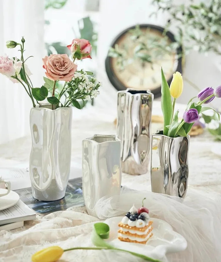 Silver Lumen Vase by PurelyhomeDeco