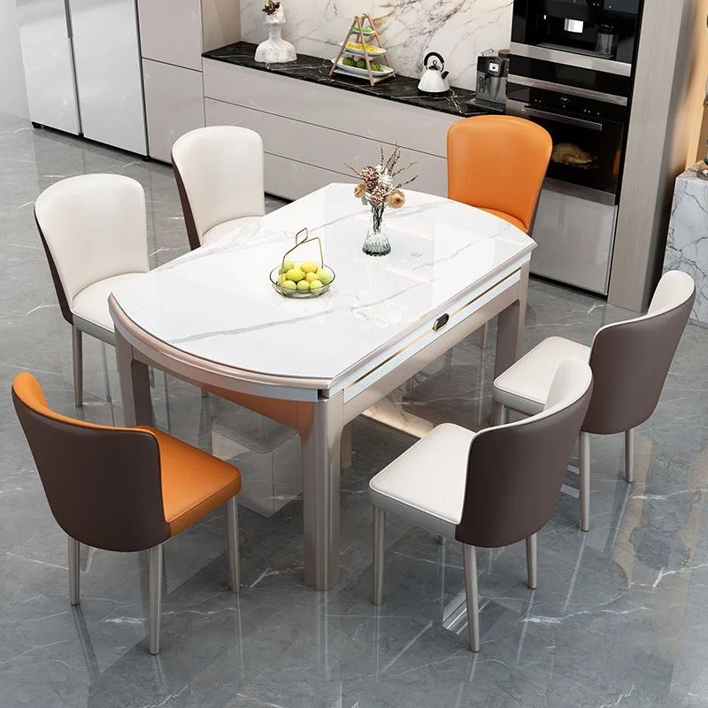 EXTORA™ Extendable Round Marble Dining Set by PurelyhomeDeco