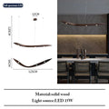 Dining room with a modern pendant light, dimensions, and material details.