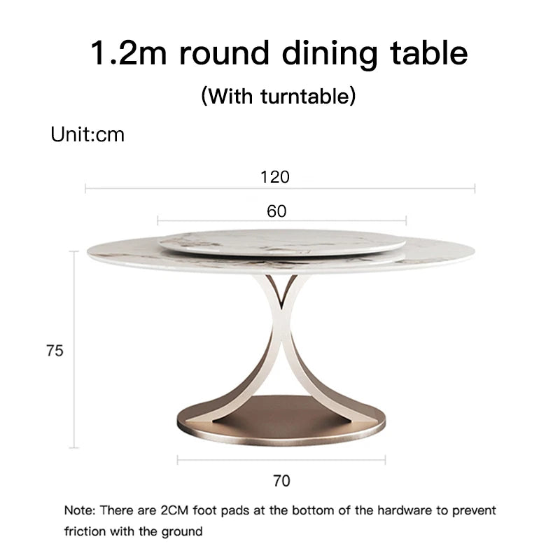 SILORA White Marble Round Dining Table with Turntable by PurelyhomeDeco