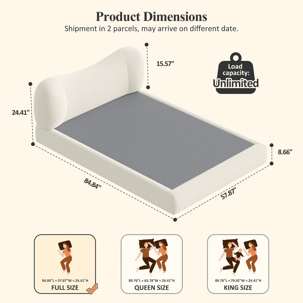 EnHomee Cloud Bed Frame with 5.9" Detachable Headboard, No Assembly Required Beds All-Foam Boneless, Noise-Free, No Box Spring Needed by PurelyhomeDeco