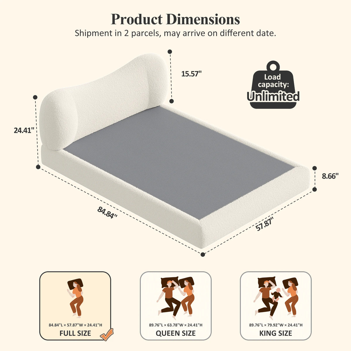 EnHomee Cloud Bed Frame with 5.9" Detachable Headboard, No Assembly Required Beds All-Foam Boneless, Noise-Free, No Box Spring Needed by PurelyhomeDeco