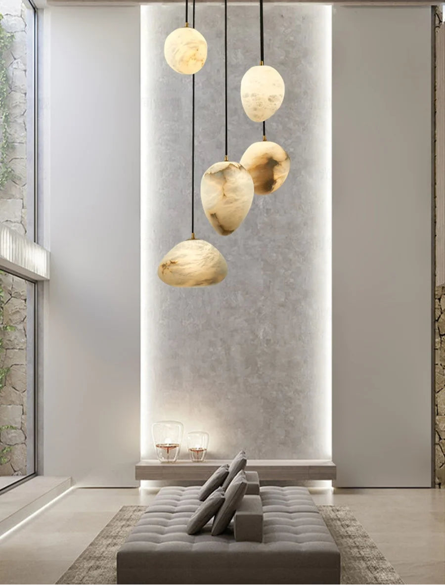 Siberia MarbleAura™ LED Chandelier – Luxury Natural Marble Hanging Light for Living Room & Modern Interiors by PurelyhomeDeco