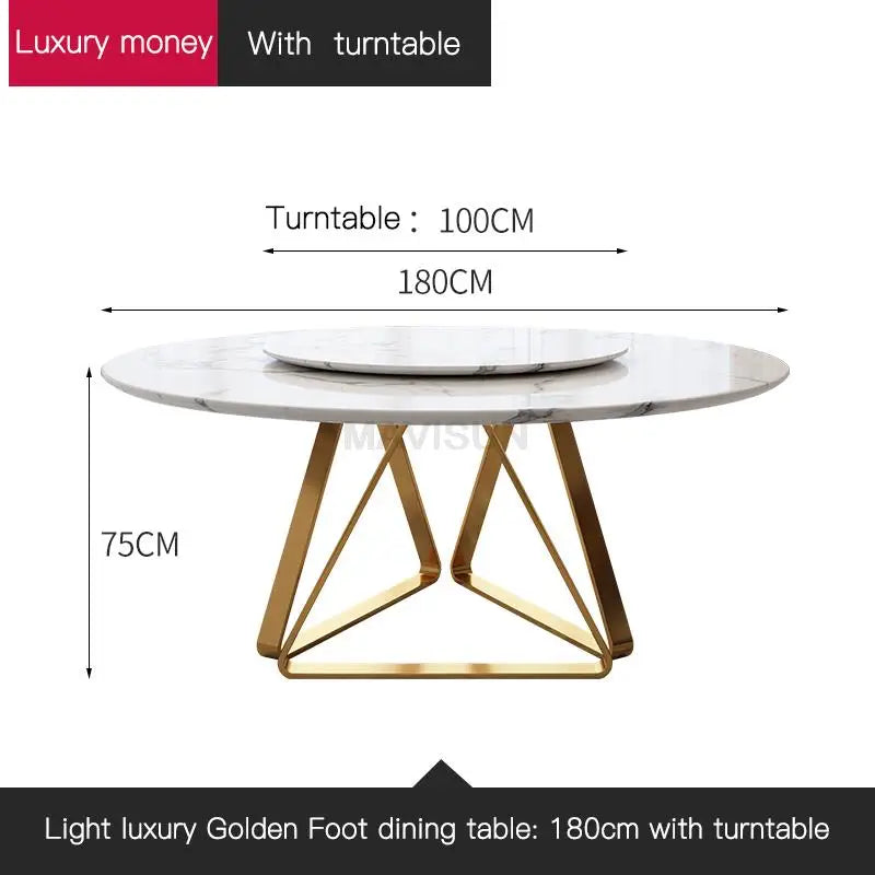 AURÉVA Golden Round Marble Dining Table with Turntable by PurelyhomeDeco