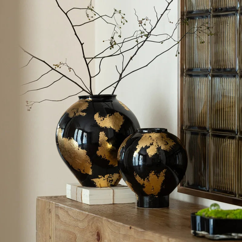 Aurelia Foil – Gold-Plated Porcelain Decorative Vase | Luxury Table Accent by PurelyhomeDeco
