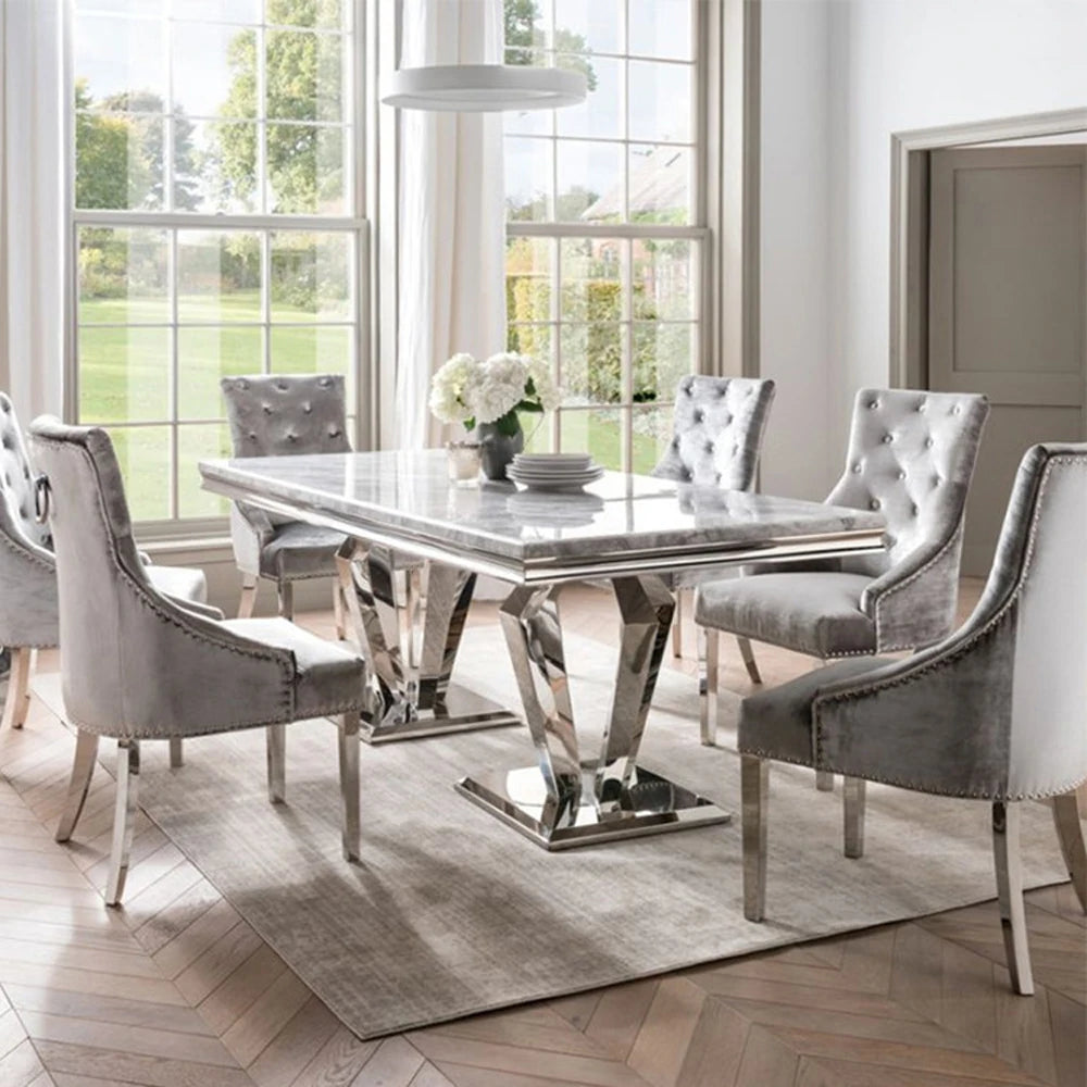 GRÉVÉRA™Grey Marble Dining Table Set by PurelyhomeDeco