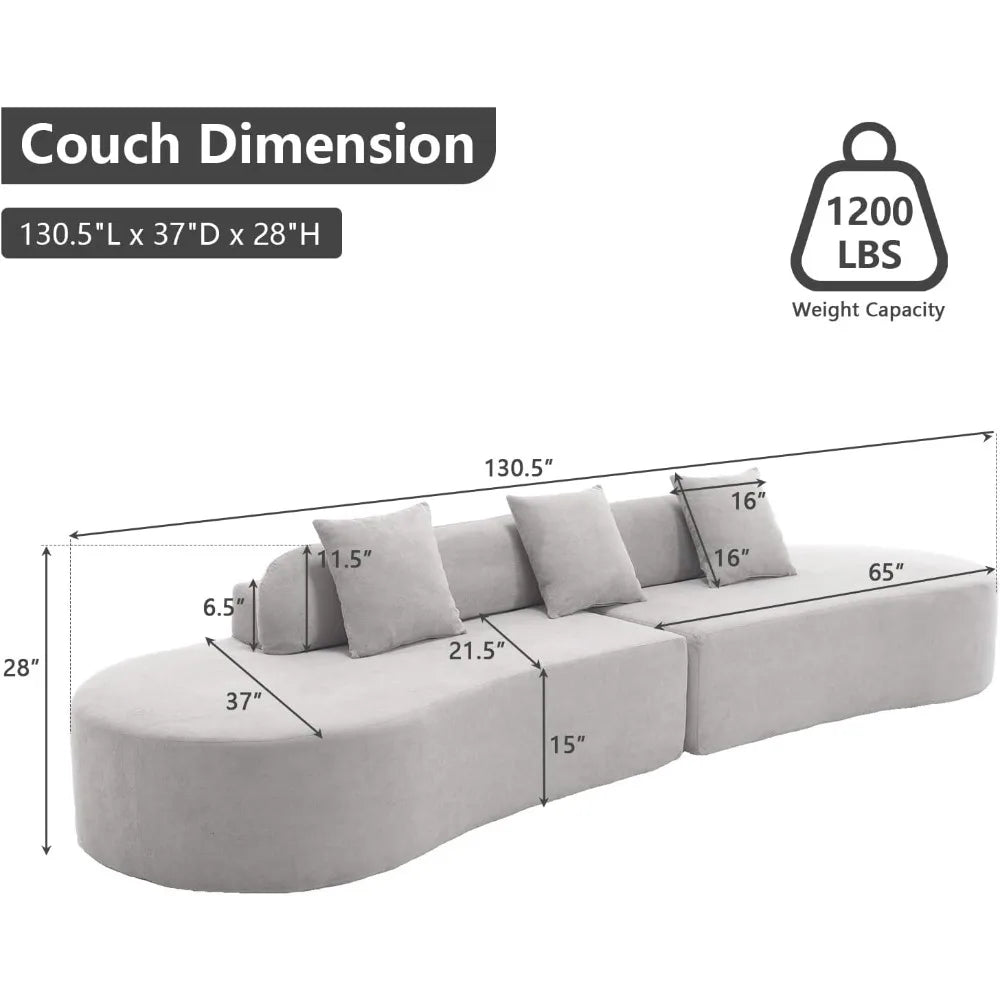 ARCOVA GRAND™ 130.5" Curved Sectional | Sculptural Cloud Couch by PurelyhomeDeco