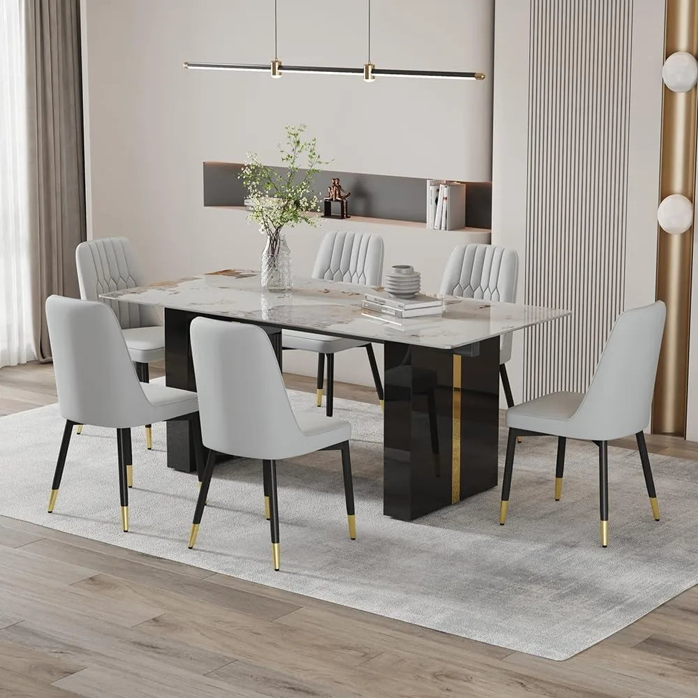 SORA™Modern Faux Marble Dining Set (Table + 7 Chairs) by PurelyhomeDeco