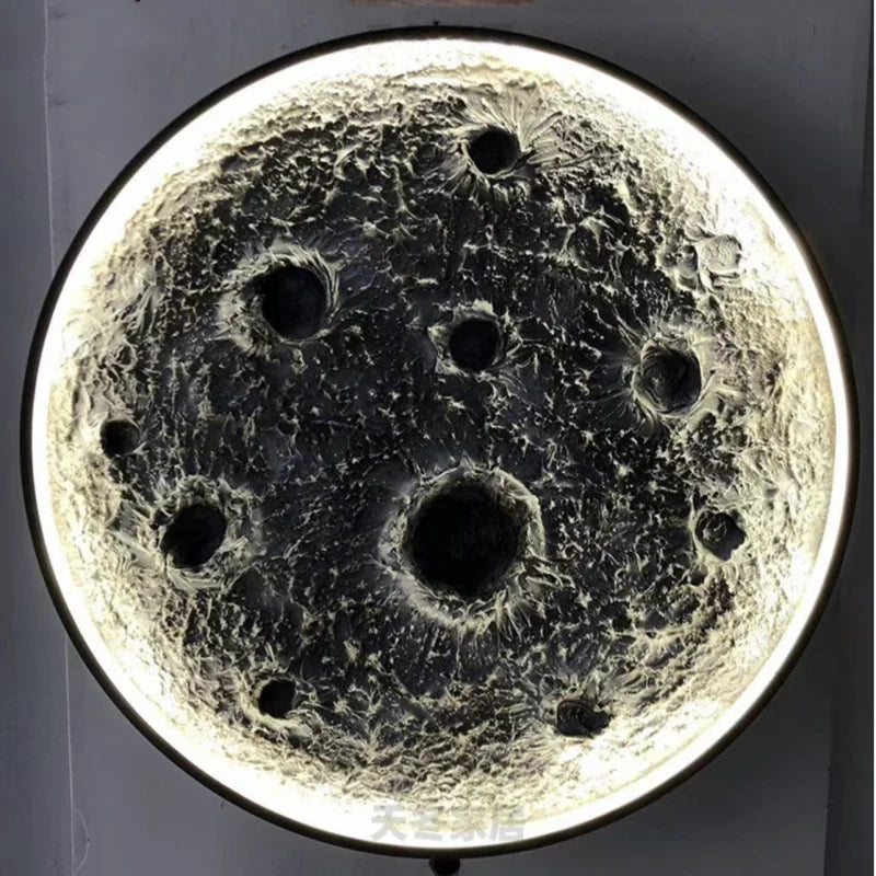 Modern Crater 3D Moon Wall Lamp – Luxury Round Relief LED Mural Light with 3-Color Lighting for Home Decoration by PurelyhomeDeco