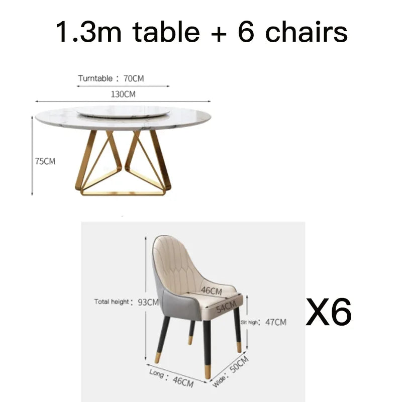 AURÉVA Golden Round Marble Dining Table with Turntable by PurelyhomeDeco