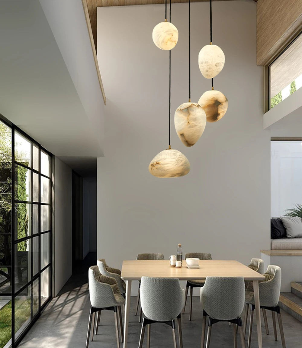 Siberia MarbleAura™ LED Chandelier – Luxury Natural Marble Hanging Light for Living Room & Modern Interiors by PurelyhomeDeco