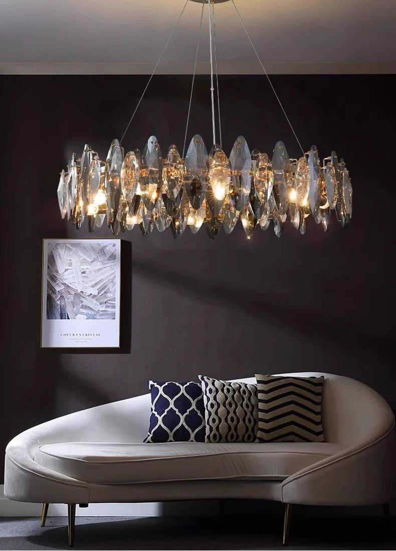 CrystalÉlan™ Modern Luxury Crystal Pendant Chandelier – Elegant Hanging Light for Living Room, Dining & Bedroom by PurelyhomeDeco