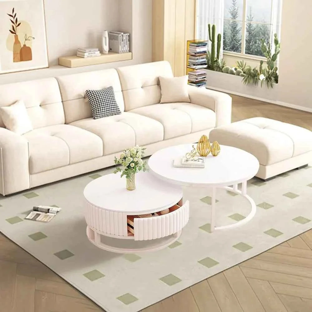 Nestorra™ Marble Nesting Coffee Table Set by PurelyhomeDeco
