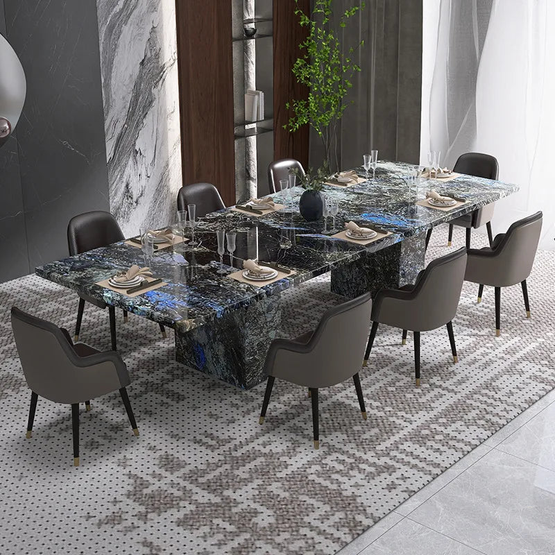 AZURÉA™ Blue Jadeite Marble Dining Set (10-Seater) by PurelyhomeDeco