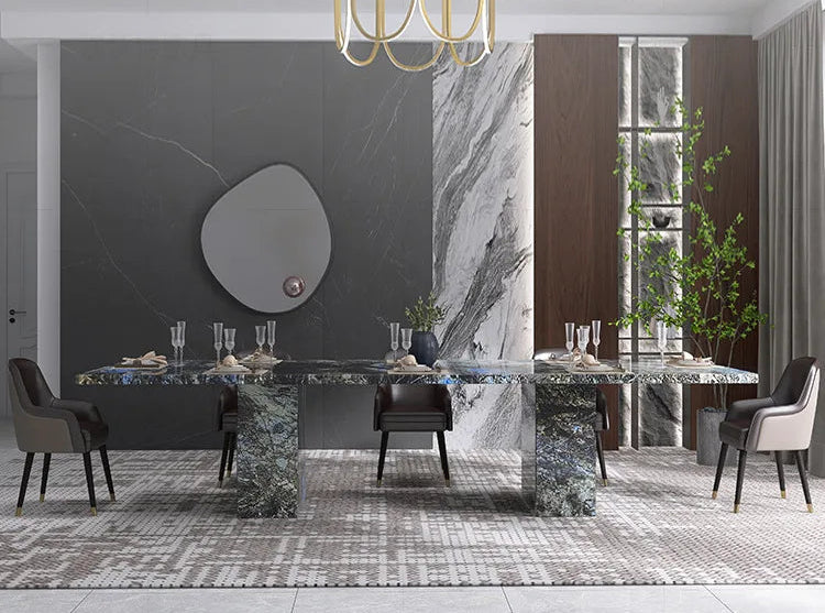 AZURÉA™ Blue Jadeite Marble Dining Set (10-Seater) by PurelyhomeDeco