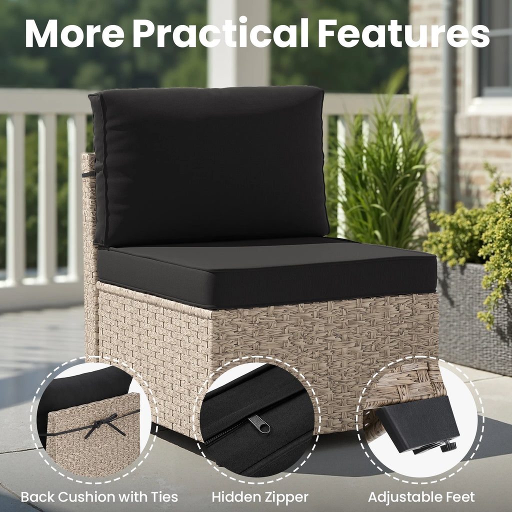 7-Piece Patio Furniture Set, Outdoor Rattan Sectional Sofa with Tempered Glass Table, All-Weather, for Garden, Porch, Backyard by PurelyhomeDeco