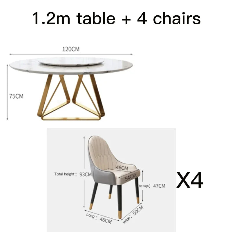 AURÉVA Golden Round Marble Dining Table with Turntable by PurelyhomeDeco