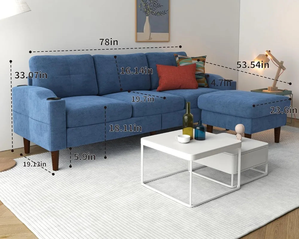 AUREVIO CONNECT™ L-Shape Convertible Sofa by PurelyhomeDeco