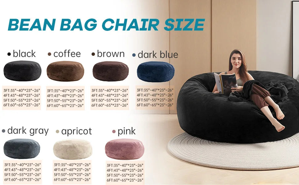 100CM×100CM×60CM, adult beanbag chair with padded beanbag inside, memory foam chair, soft flannel washable cover, ideal reading seat for bedrooms and dorms. by PurelyhomeDeco