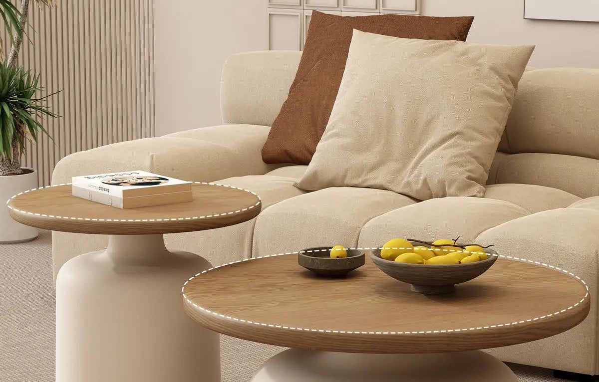 ELORA™ Cream Nordic Round Coffee Table by PurelyhomeDeco