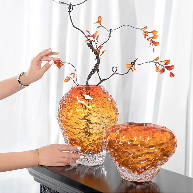 Amber Ripple Vase by PurelyhomeDeco