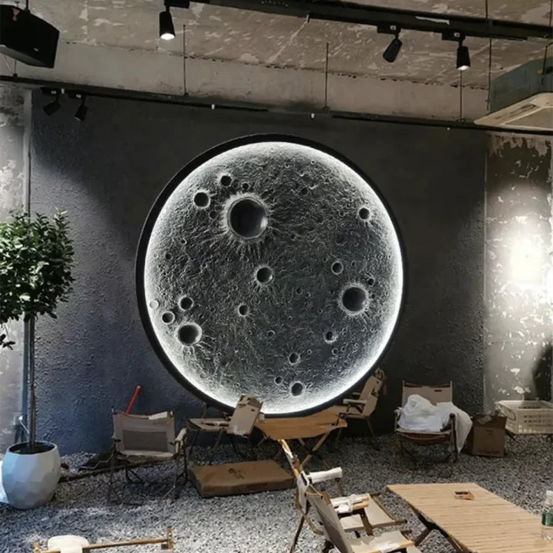 Modern Crater 3D Moon Wall Lamp – Luxury Round Relief LED Mural Light with 3-Color Lighting for Home Decoration by PurelyhomeDeco