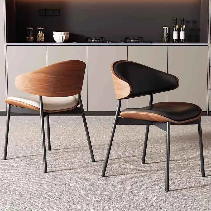 Noir Valencia™ – Genuine Leather Mid-Century Dining Chair by PurelyhomeDeco