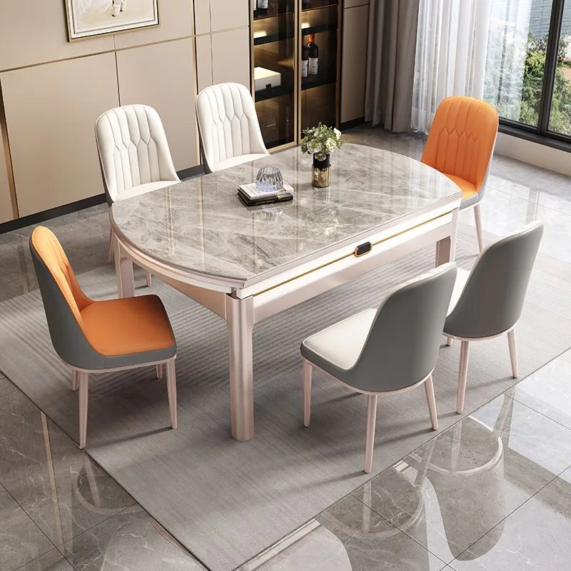 EXTORA™ Extendable Round Marble Dining Set by PurelyhomeDeco